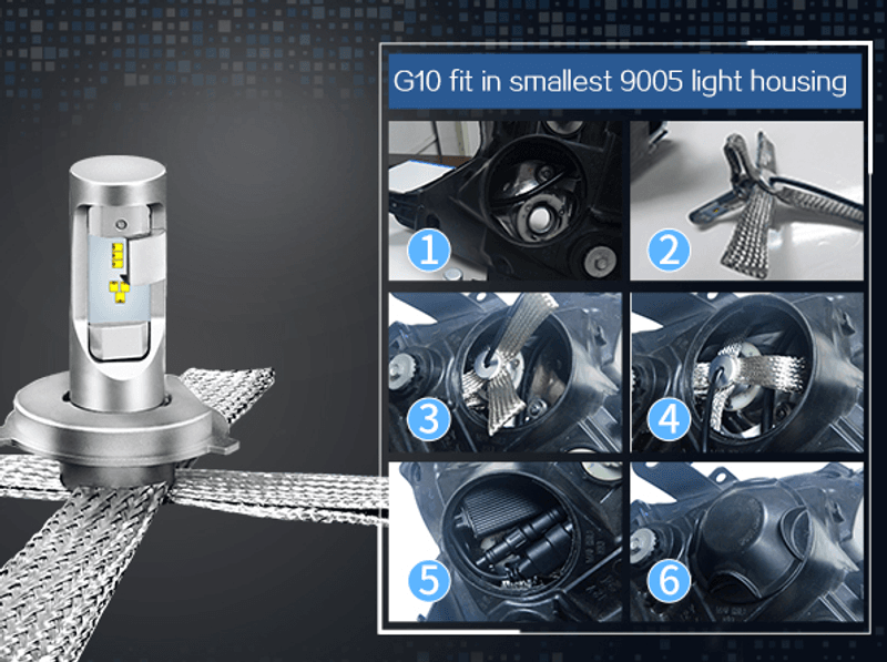 G10 LED frontlys 12-24V, 2 stk pærer