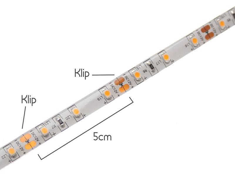 5m 12V CRI95 LED lysbånd sprutsikkert